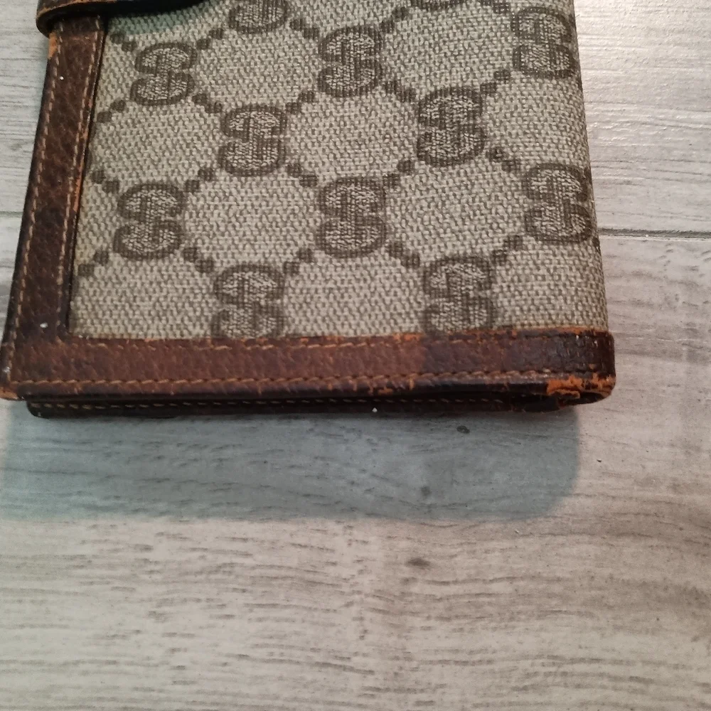 Authentic GUCCI GG Supreme Leather Bi-fold Long Wallet Vintage Brown - Picture 3 of 14